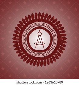 drawing compass icon inside red icon or emblem