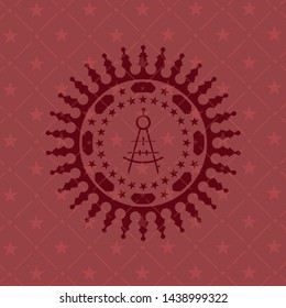 drawing compass icon inside red emblem