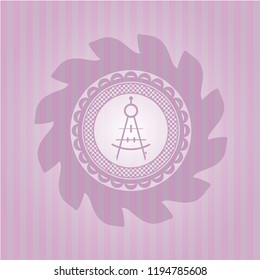 drawing compass icon inside retro style pink emblem