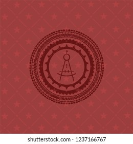 drawing compass icon inside retro red emblem
