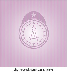 drawing compass icon inside retro style pink emblem