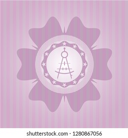 drawing compass icon inside retro pink emblem