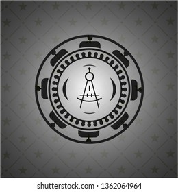drawing compass icon inside retro style black emblem