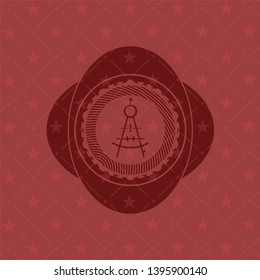 drawing compass icon inside retro red emblem