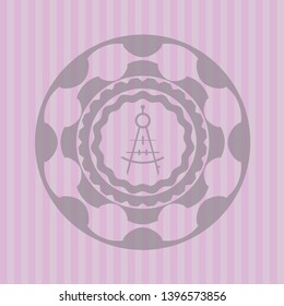 drawing compass icon inside retro pink emblem