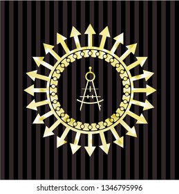 drawing compass icon inside shiny badge