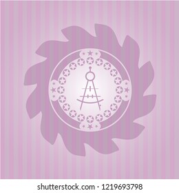 drawing compass icon inside vintage pink emblem