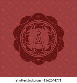 drawing compass icon inside vintage red emblem
