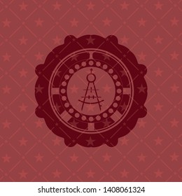 drawing compass icon inside vintage red emblem