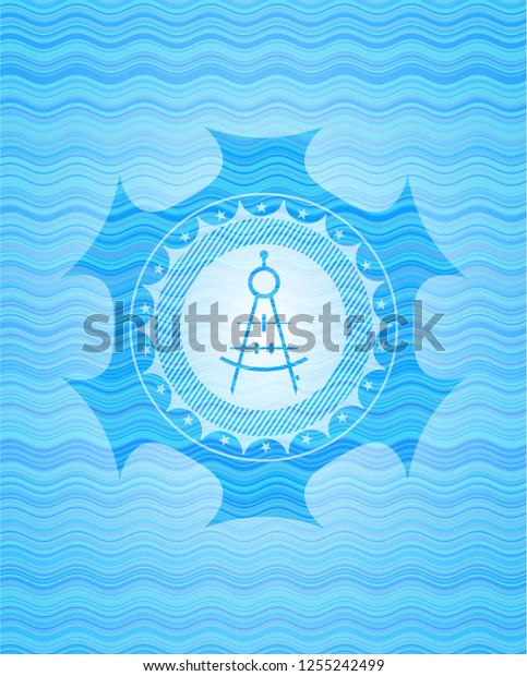 drawing\
compass icon inside water concept style\
emblem.