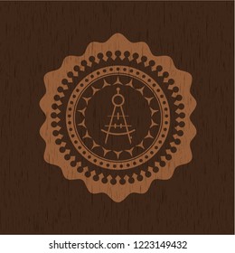 drawing compass icon inside wooden signboards