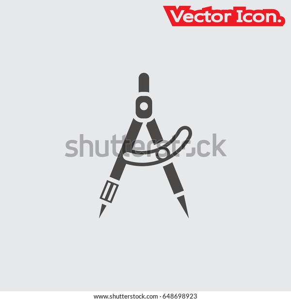 drawing compass icon\
isolated sign symbol and flat style for app, web and digital\
design. Vector\
illustration.