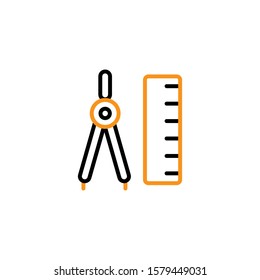 drawing compass icon. Line design template