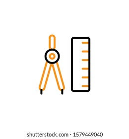 drawing compass icon. Line design template