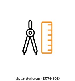 drawing compass icon. Line design template