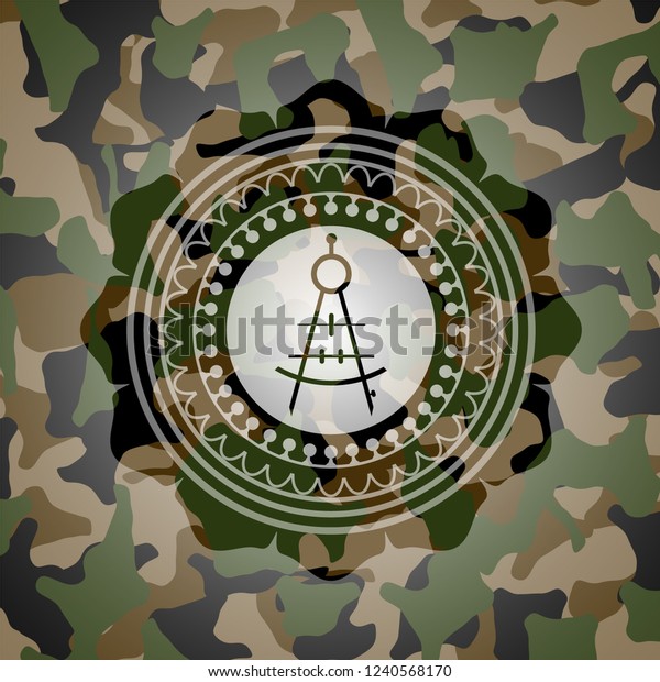 drawing compass icon\
on camouflage texture