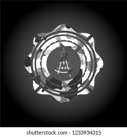 drawing compass icon on grey camouflaged pattern