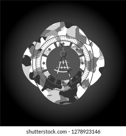 drawing compass icon on grey camo texture
