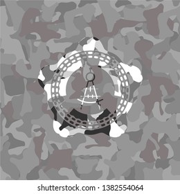 drawing compass icon on grey camo pattern