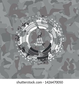 drawing compass icon on grey camo texture