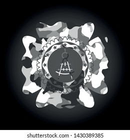 drawing compass icon on grey camo texture