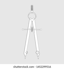 Drawing compass icon on a grey background. Technical drawing tool.
