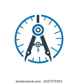 Drawing compass icon on white background