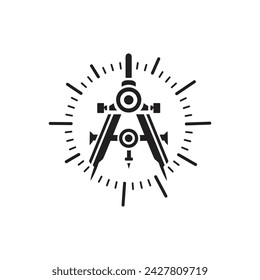 Drawing compass icon on white background