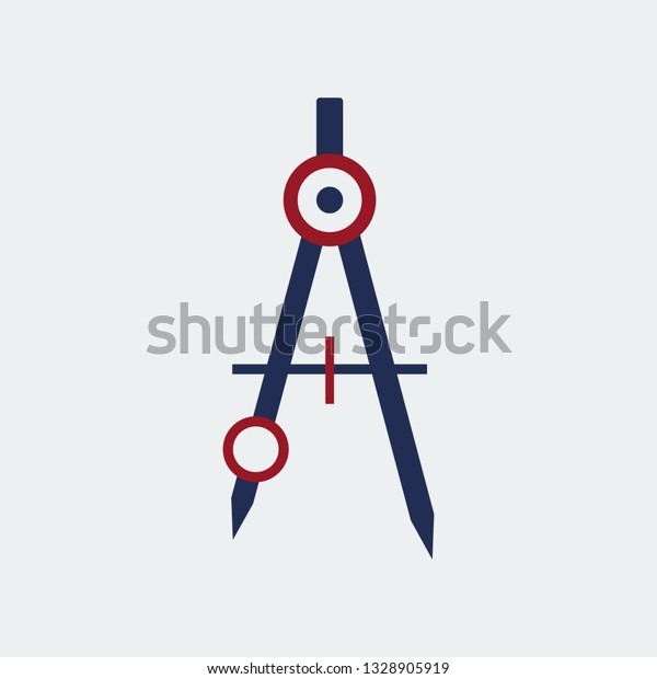 Drawing\
Compass Icon Stationery.Flat Design.Vector\
Design