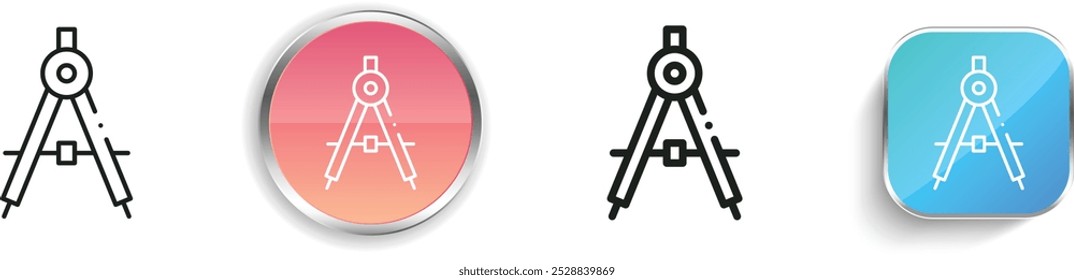 drawing compass icon. Thin Linear, Regular and Button Style Design Isolated On White Background