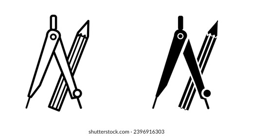 Drawing Compass Icon in trendy flat style isolated on white background. Architecture symbol for your web site design, logo, app, UI. Vector illustration, EPS10.