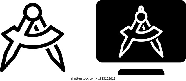 Icono de brújula de dibujo, ilustración vectorial