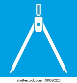 Drawing compass icon white isolated on blue background vector illustration
