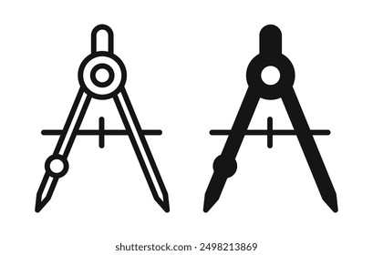 Drawing Compass Iconicon vector collection in outlined and solid style
