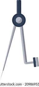 Drawing compass, illustration, vector on a white background.