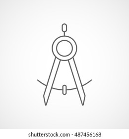 Drawing Compass Line Icon On White Background