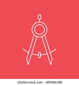 Drawing Compass Line Icon On Red Background
