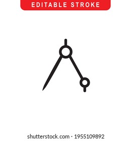 Icono de contorno de brújula de dibujo. Logo de dibujo de la línea de brújula. Ilustración vectorial. Aislado en fondo blanco. Stroke Editable