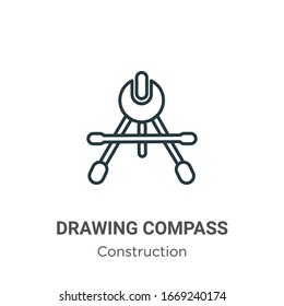 Drawing compass outline vector icon. Thin line black drawing compass icon, flat vector simple element illustration from editable construction concept isolated stroke on white background