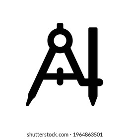 Drawing compass with a pencil icon vector.