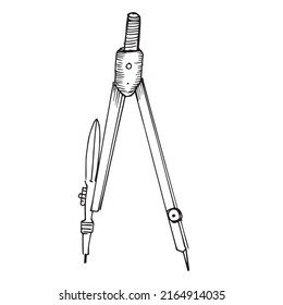 brújula de dibujo y lápiz, boceto