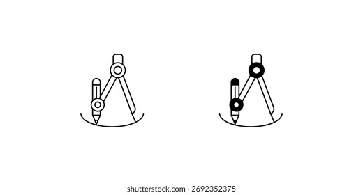 Drawing Compass set icon with white background vector stock illustration