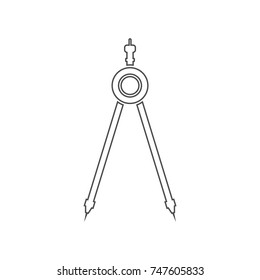 Drawing compass simple icon. Contour illustration.