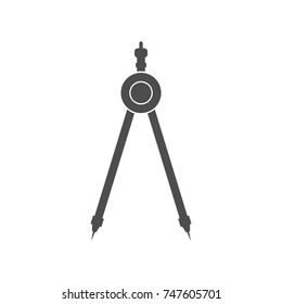 Drawing compass simple icon. Monochrome illustration.