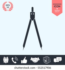 Drawing compass symbol for download. Vector icons for video, mobile apps, Web sites and print projects