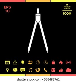 Drawing compass symbol for download. Vector icons for video, mobile apps, Web sites and print projects