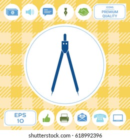 Drawing compass symbol for download. Vector icons for video, mobile apps, Web sites and print projects