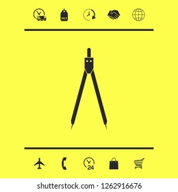 Drawing compass symbol . Graphic elements for your design