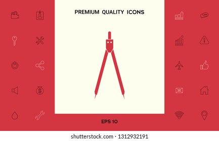 Drawing compass symbol . Graphic elements for your design
