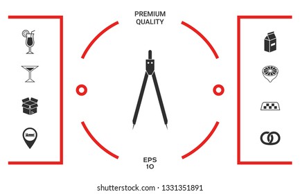 Drawing compass symbol . Graphic elements for your design